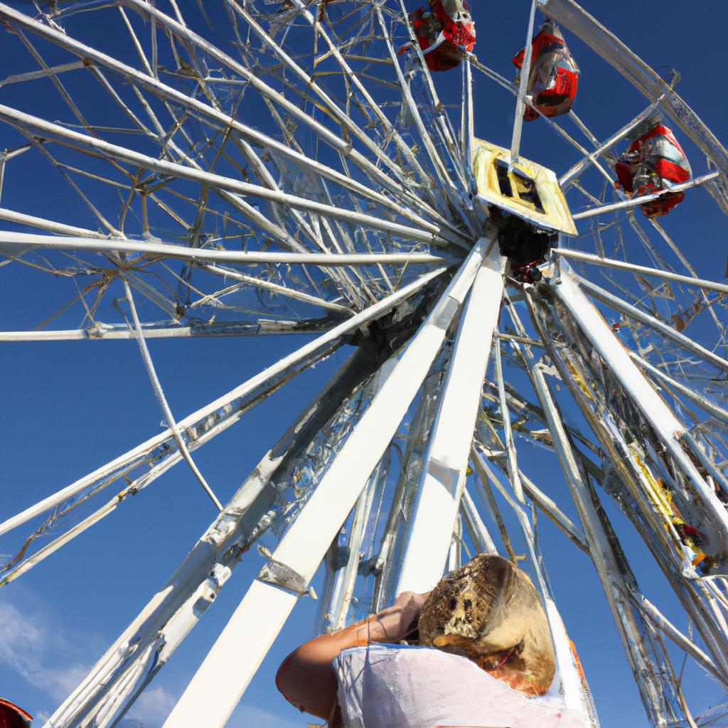 Person riding a Ferris wheel