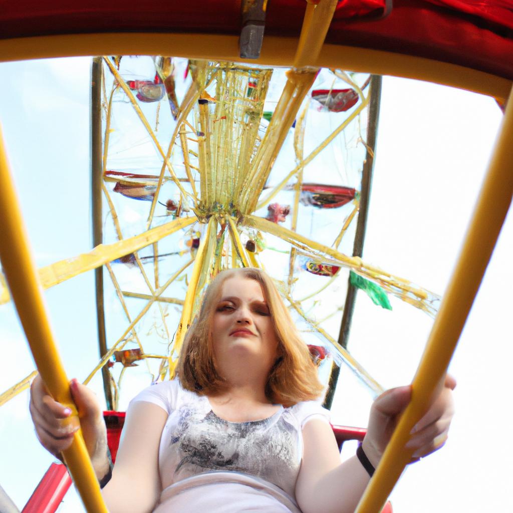 Woman riding a Ferris wheel