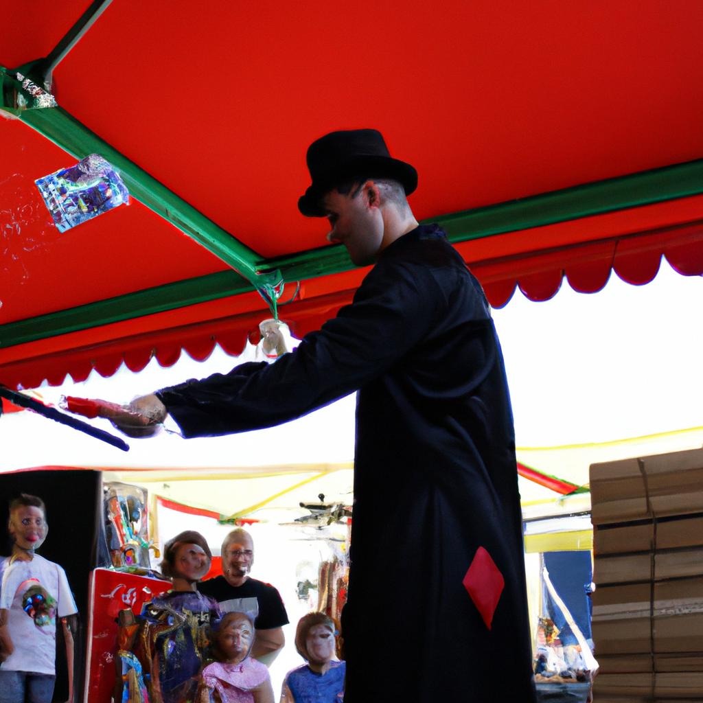 Magician performing tricks at fair